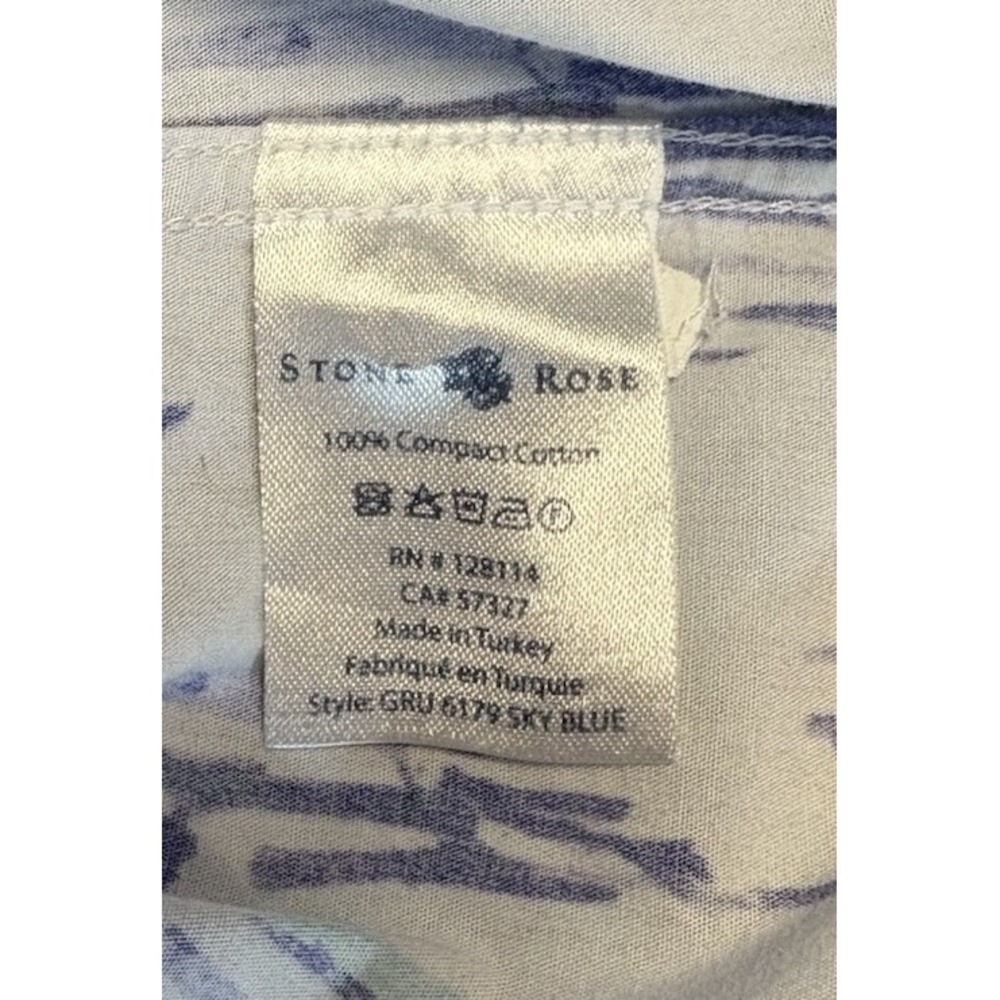 Stone Rose Men's XL Dress Shirt White Blue Purple Pattern Flip Cuff Long Sleeve - Picture 10 of 11